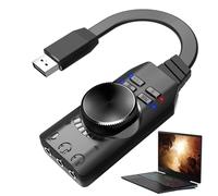 Holdes USB Audio Jack - Virtual 7.1 Surround Sound Card External Sound Card for Laptop with Volume Control - Single Sound Card, Driverless USB Audio Interface for Laptop
