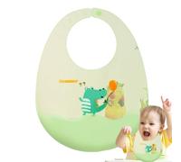 Holdes Waterproof Silicone Bibs, Adjustable Silicone Bibs, Cartoon Animal Feeding Bibs, Durable Unisex Silicone Bibs, Adjustable and Washable