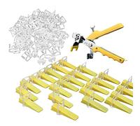 Holdfiturn 1Tile Leveling System 1.5mm 1000pcs DIY Tiles Leveler Spacers Tile Leveling System Kit Spacer Clips Reusable Wedgeswith A Tile Leveling Pliers