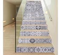 Holdfiturn 26PCS 18x100CM Stair Stickers Moroccan Mosaic Wall Tile Stickers Peel and Stick Backsplash Self-Adhesive Vinyl Home Decoration DIY Splashbacks for Kitchen Tile Paint Stick on Tiles