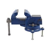 Holdfiturn 4 Inch Table Vice Cast Iron 360° Swivel Base Workshop Vise Blue | Workbench Clamping Tool precision jaws rust resistant coating stable grip adjustable angle for drilling welding grinding