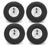 Holdfiturn 4Pcs Wheelbarrow Tyre 10" 410 350 300 Pneumatic Wheel with 16mm Bore Barrow Tyre Load 300LB Replacement Wheel for Sack Trucks Wheelbarrows Trolley