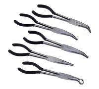 Holdfiturn 5PCS Long Reach Plier Set 11Inch Nose Pliers Set Carbon Steel Joint Needle Nose Plier for Jewelry Making Car Repairing (Black)