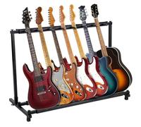Holdfiturn 7 Holder Guitar Stand Guitar Rack Multiple Guitar Display Rack Folding Acoustic Guitar Stand Rack Foldable, Portable Floor Guitar Rack for Acoustic, Electric Bass Guitar