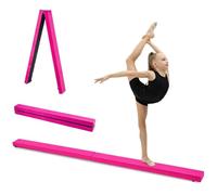 Holdfiturn 7FT 2.1M Folding Gymnastic Balance Beam - Ideal for Kids Training Home Gym Exercise Beginner to Pro, Non-Slip Surface (Pink)