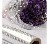 Holdfiturn Cellophane Wrap Roll White Dot 100m x 80cm Cellophane Roll Gift Wrappings for Gift Flower Bouquet Baskets Wrapping Arts and Crafts Supplies