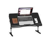 Holdfiturn Foldable Laptop Desk, Laptop Table with Cup Holder, Height Adjustable Computer Bed Tray Table, Reading Holder Notebook Stand for Eating Reading Working (Upgrade - Black)