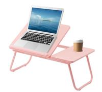 Holdfiturn Foldable Laptop Desk, Laptop Table with Cup Holder, Height Adjustable Computer Bed Tray Table, Reading Holder Notebook Stand for Eating Reading Working (Pink)