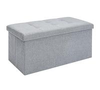 Holdfiturn Folding Velvet Ottoman Storage Bench Footrest Stool Seat Toy Chest Storage Box with Lid Long Shoes Bench Footstool for Living Room Grey