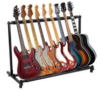 Holdfiturn Guitar Stand - 9-Space Multi Guitar Holder, Foldable Portable Floor Rack for Acoustic, Electric & Bass Guitars