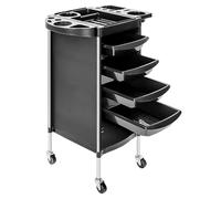 Holdfiturn Hairdresser Trolley Salon Hairdressing Trolley with 4 Drawers Beauty Storage Cart Side Tray Hair Dryer Holder on Wheels Spa Barber