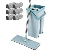 Holdfiturn Mop and Bucket System Set 360° Flat Squeeze Microfiber Mop Bucket Set Home Floor Tiles for Floor Cleaning Green