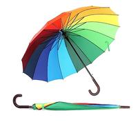 Holdfiturn Rainbow Umbrella Windproof 16 Rib Large Golf Umbrella 45inch Durable Fashion Long Handle Straight Anti-Uv Reinforced Canopy Manual Big Parasol