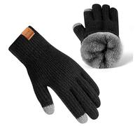 HOLDINA Gloves for Cold Weather Men,Thermal Winter Gloves with Touchscreen Fingers,Fleece Warm Gloves for Women, Black (Thick Fleece Lined), Large