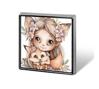 Holding A Fox Lapel Pin Fashion Brooch Pin Cute Button Badges Square Button Pins Enamel Pins Metal Pinback for Hat Shirt Clothing Bags Decoration