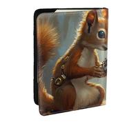 Holding A Mechanical Squirrel in Hand Printed Passport Holder,Travel Pu Leather Passport Cover Case Organiser for Men Women,6.5 Inch