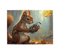 Holding A Mechanical Squirrel In Hand Wooden Puzzle 500 Piece Jigsaw Puzzle for Adults Challenging Puzzle for Game Size 15"x20.4"