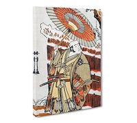 Holding An Umbrella By Katsukawa Shunsho Canvas Print | Gallery Wrapped 30mm Frame Wall Art | 24x16 inches | Ready to Hang | Asian Picture | Living Room Bedroom Lounge Office