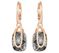 Holding drop earrings, Grey, Rose gold-tone plated