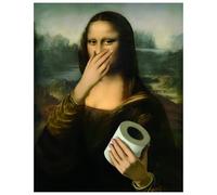 Holding Nose Mona Lisa, Humorous Famous Painting, Funny Bathroom Canvas Art, Vintage Restroom Wall Decor, Sign Prop, Retro Toilet Decoration, For College Students Guests 30x45cm
