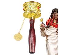 Holding Prayer Wheel - 22x9cm Copper Buddhist Spinner, Easy Hand Prayer Steering Wheel, Sacred Meditation for Ritual Instrument | Spiritual Relaxation for Energy Focus ca