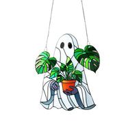 Holding Turtle Back Flower Pot Acrylic Window Hanging Halloween Hanging Decorations Stained Glass Swinging Pig for Car (B, One Size)