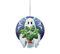Holding Turtle Back Flower Pot Acrylic Window Hanging Halloween Hanging Decorations Stained Glass Swinging Pig for Car (D, One Size)
