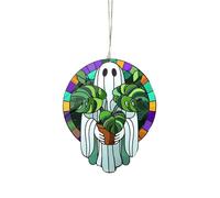 Holding Turtle Back Flower Pot Acrylic Window Hanging Halloween Hanging Decorations Stained Glass Swinging Pig for Car (C, One Size)