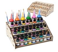 HOLDLEAF Wooden Paint Bottle Organiser for Tabletop Colours & Model Making with 61 Holes (Diameter 36/26/9 mm) Colour Organiser with Vallejo, Army Painter, AK (Module A)