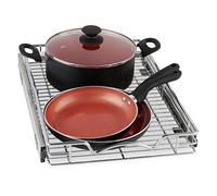 HOLDN’ STORAGE Pull Out Cabinet Organizer - Heavy Duty Anti Rust Slide Pull Out Drawers for Kitchen Cabinets - Chrome 11" W x 17" D x 3.15" H Requires at Least 12 ¼” Opening.