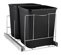 HOLDN’ STORAGE Pull Out Double Trash Can Under Cabinet - Heavy Duty Metal Sliding System with 5 Year Limited Warranty, Adjustable Garbage Shelf -Cans Not Included- fits 2 Recycling Bins, 15'' x 21''