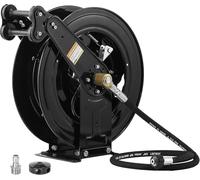HoldOneLight 16-Inch Auto-Retractable Pressure Washer Hose Reel, 50FT Heavy Duty Steel Power Washer Hose, Reel with Dual Arm 4000 PSI (Black)