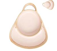 HoldOneLight 2-in-1 Retro Ceramic Serving Bowl with Handle | Soup & Sandwich Combo Plate, Microwave & Dishwasher Safe Cereal & Salad Bowl (Apricot)