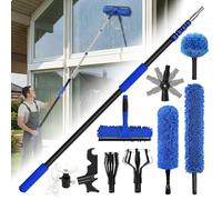 HoldOneLight 20FT Heavy Duty Light Bulb Changer for High Ceilings with Utility Hook & High Ceiling Duster Kit - Sturdy Ceiling Fan & Window Cleaner, Secure Lock, Lightweight Durable Cleaning Set