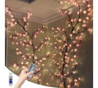 HoldOneLight 3.95FT USB Port LED Cherry Blossom Branch Lights, 48LEDs Vine Garland with Remote & 8 Lighting Modes, Indoor Wall Decor for Bedroom, Wedding, Christmas (48LED Pink)
