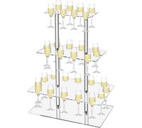 HoldOneLight 3 - Tier Champagne Wall Holder for Party - 32 Slots, Champagne Flutes Display Rack & Stemware Tower for Bridal Showers, Weddings, Christmas, Birthday Parties