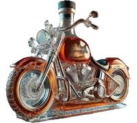 HoldOneLight 300ML 3D Motorcycle Whiskey Decanter - Hand Blown Art Glass Statue | Novelty Spirits Storage Bottle for Home Bar Decor | Unique Gift for Motorcycle Lovers & Whiskey Enthusiasts