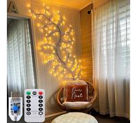 HoldOneLight 7.5 FT Twinkling Tree-Branch Light with USB Port, 144 LEDs | With remote control, warm-white indoor wall tree-vine lighted garland, ideal for home & room decor, Halloween and Christmas