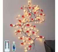 HoldOneLight 7.5FT Rose LED Tree Branch Lights for Wall,Rose Blossom Willow Vine Branch Room Decor Gift,Flexible DIY Design,with 144 LED Lights and Remote,8 Lighting Modes [Energy Class F]