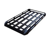 Holdonelight Aluminium Roof Rack Basket Tray - 130 x 100 cm Heavy Duty Cargo Carrier with Adjustable Bars & Aerodynamic Wind Fairing, Universal Luggage Holder for Car, SUV, Truck (Black)