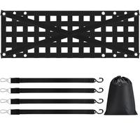 HoldOneLight Durable Cargo Net for Truck Bed, Heavy Duty Tailgate Net with 4 Adjustable Buckle Straps, Ideal for Truck, Trailer, Pickup, Boat, Jeep, and SUV (Black)