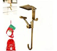 HoldOneLight Fireplace Stocking & Garland Hanger - Mantle Holder with 2 Hooks for Dual Use (Hold Christmas Stockings + Hang Garland), Durable Wrought Iron, Padded Contact Points (Gold 1pcs)
