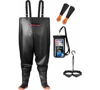 HoldOneLight Mens Oversized Waders PVC Waterproof Hunting Waders with Boot Foot Belt Breathable Lightweight, Swarchz, 3XL Große Größen