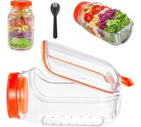 HoldOneLight Salad Pod Jar with Dressing Pot & Spoon, Leak-Proof Bowl with Lid, Portable Bento Salad Jars for Lunch, Office & Travel (Orange)