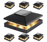HoldOneLight Solar Post Cap Lights, Waterproof Black, 6-Pack | Fits 4x4 wood & vinyl posts, cool-warm adjustable lighting. Solar powered for yard and patio outdoor fence decoration.