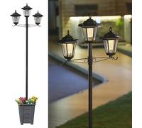 HoldOneLight Waterproof Solar Lamp Post Light, 80 High Lumen Garden Pathway Light, Ideal for Driveways, Lawns, Front/Back Doors 6000K (Triple-Head)