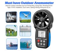 HOLDPEAK Anemometer Wind Speed Meter Wind Chill 0.3~30m/s Air Flow Gauge ℃/℉
