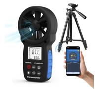 HoldPeak Handheld Anemometer Bluetooth with Tripod, Digital Wind Speed Gauge Meter, Air Flow Velocity Temperature CFM Measuring Device for HVAC Outdoor Sailing Shooting Golf