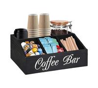 Holds Coffee Station Counter Organizer - Tea and Condiment Holder for Bar, Wooden Dessert Shop Storage