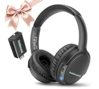 Holdsound Wireless Headphones for TV, BKM400 Over-Ear TV Headphones Wireless with Bluetooth USB Transmitter (Pure Black)